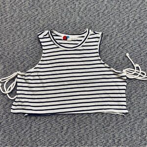 Free People Beach - Stripped Cropped Relaxed Tank w/Ties On Side, Size XS